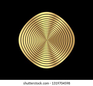 Concentric circle element. Gold luxurious color ring. Abstract  vector illustration for sound wave, golden graphic, Modern decoration for websites, posters, banners, template EPS10 vector