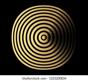Concentric circle element. Gold luxurious color ring. Abstract  vector illustration for sound wave, golden graphic, Modern decoration for websites, posters, banners, template EPS10 vector