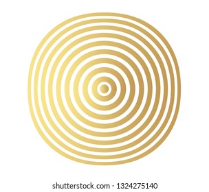 Concentric circle element. Gold luxurious color ring. Abstract  vector illustration for sound wave, golden graphic, Modern decoration for websites, posters, banners, template EPS10 vector