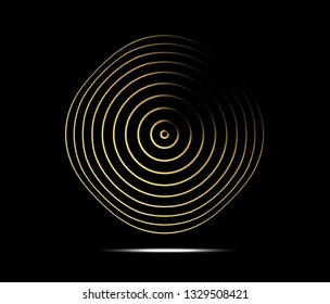 Concentric circle element. Gold luxurious color ring. Abstract  vector illustration for sound wave, golden graphic, Modern decoration for websites, posters, banners, template EPS10 vector