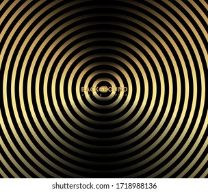 Elemento de círculo concéntrico. Anillo dorado de color lujoso. Ilustración abstracta vectorial para ondas sonoras, gráficos dorados, decoración moderna para sitios web, carteles, banners, plantilla EPS10 vectorial