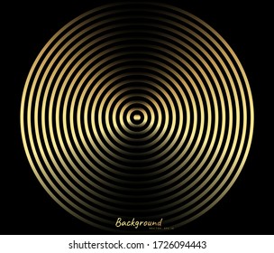 Elemento de círculo concéntrico. El lujoso anillo de color dorado. Ilustración vector abstracta para ondas sonoras, gráfico dorado, decoración moderna para sitios web, afiches, banners, plantilla vector EPS10