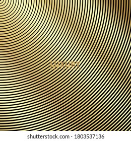 Elemento de círculo concéntrico. El lujoso anillo de color dorado. Ilustración vector abstracta para ondas sonoras, gráfico dorado, decoración moderna para sitios web, afiches, banners, plantilla vector EPS10