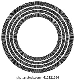 Concentric circle element made of rectangles. Geometric circle design.