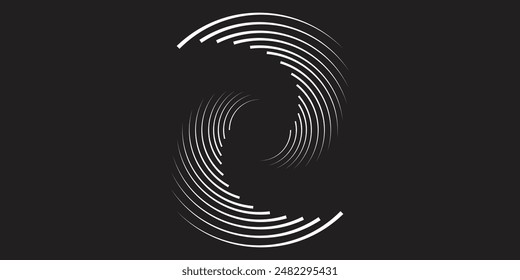 Concentric Circle Elements Backgrounds. Abstract circle pattern. Black and white graphics. EPS