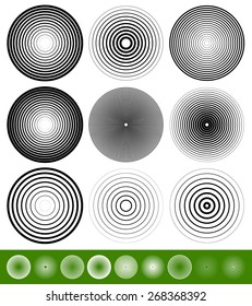 Concentric Circle Elements / Backgrounds. Abstract circle pattern.