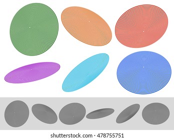 Concentric circle elements. Radiating, radial circles.