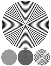 Concentric circle elements. Set of 4 version. Vector.