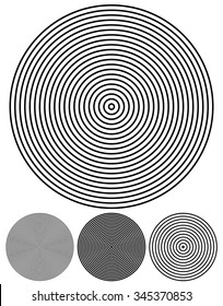 Concentric circle elements. Set of 4 version. Vector.