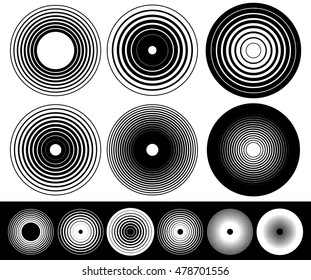 Concentric circle elements. Set of 6 variation.