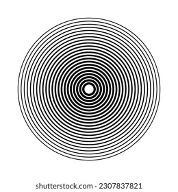 Concentric circle elements, spaced concentric circle, rings sound wave, line in a circle concept, black circular pattern. Radar screen concentric circle elements.