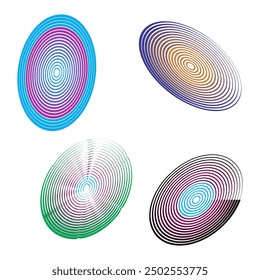 Konzentrische Kreiselemente, konzentrischer Kreis im Abstand, Ringe Schallwelle, Linie in einem Kreis Konzept, schwarzes kreisförmiges Muster. Konzentrische Kreiselemente mit Radarschirm.