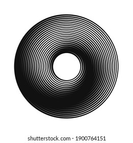 Concentric circle elements. Vector illustration for sound wave. Black and white color ring. Circle spin target. Radio station signal.