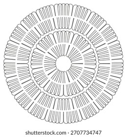 Concentric circle figure. Radial line pattern. Abstract round shape. Vector minimal design.