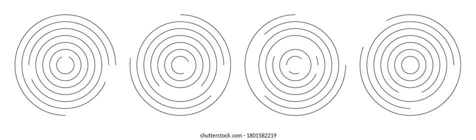 Concentric Circle Geometric Vector Elements. Abstract Round Swirl Line Background For Your Design.