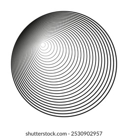 Concentric circle icon. Geometric spiral design. Optical illusion shape. Vector element.