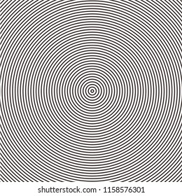 Concentric circle. Illustration for sound wave. Black and white color ring.
