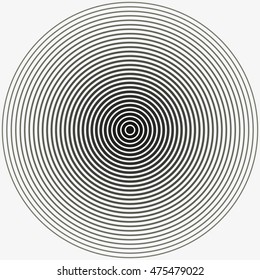 Concentric Circle. Illustration For Sound Wave. Black And White Color Ring.