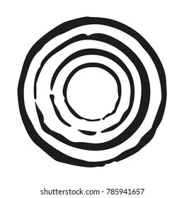 Concentric circle imprints. Black. Handmade. Isolated on white background. Vector illustration. Eps 10