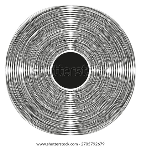 Concentric circle lines. Round geometric pattern. Abstract black Vector center. Dynamic visual effect.
