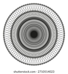 Concentric circle pattern. Detailed radial design. Abstract linear figure. Vector round ornament. EPS 10.