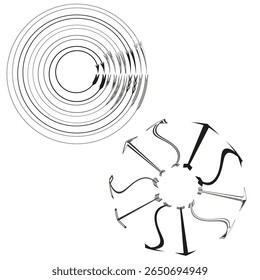 Concentric circle pattern. Ripple ring icon. Radial target Vector. Abstract orbit design.