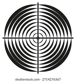 Alvo de círculo concêntrico. Vetor de linha radial. Elemento de espiral óptico. Forma arredondada geométrica. EPS 10.