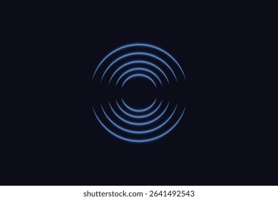 Concentric Circle Vector Illustration on Dark Blue Background for Sound Wave Design
