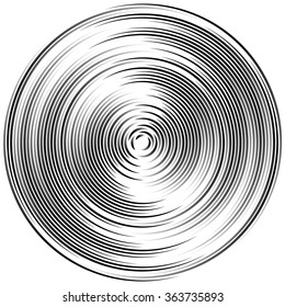 Concentric circles abstract element. Radiating, radial circles, ripple effect.