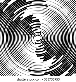 Concentric circles abstract element. Radiating, radial circles, ripple effect.