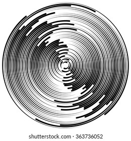 Concentric circles abstract element. Radiating, radial circles, ripple effect.