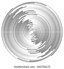 Concentric circles abstract element. Radiating, radial circles, ripple effect.