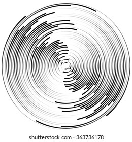 Concentric circles abstract element. Radiating, radial circles, ripple effect.