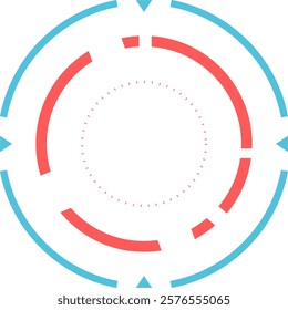Concentric circles with arrows and dotted lines creating a modern, technological loading icon, suggesting progress, data transfer, or system activity