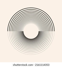 Concentric circles as art lines design element. Summer sunset concept or logo or icon.