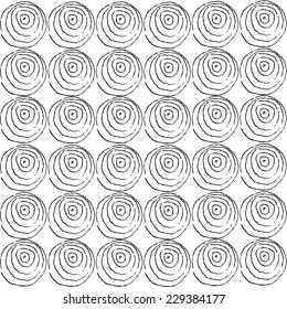 Concentric circles background drawn with ink. Ink hand drawn texture. Circles drawn with pen. Abstract background. Vector design element