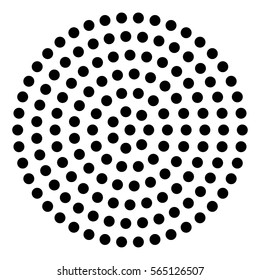 concentric circles of black dots forming a spiral pattern