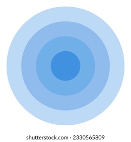 Konzentrische Kreise, blauer kreisförmiger, geometrischer abstrakter Mustervektor.