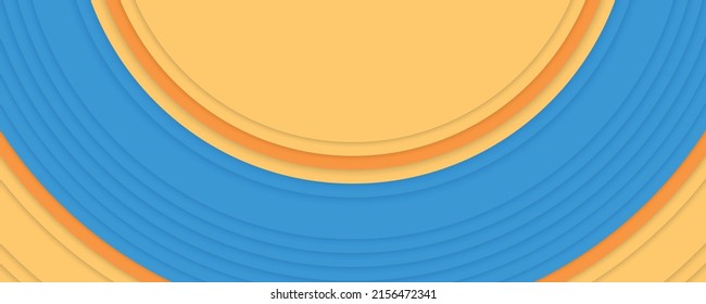 Los círculos concéntricos son los colores azul y naranja. Antecedentes abstractos. Color simple. Diseño minimalista. Ilustración del vector