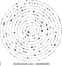 Concentric circles consisting of gray circles of various sizes and shades