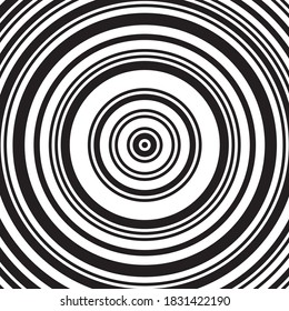 Concentric circles creating target board like pattern in black and white