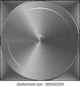 Concentric circles creating target board like pattern in black and white