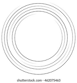Concentric circles with dashed lines. Circular spiral element