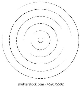 Concentric circles with dashed lines. Circular spiral element
