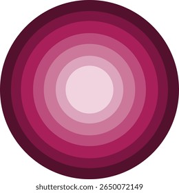Elément de conception cercles concentriques. Calques circulaires avec des couleurs dégradées. Design moderne avec des nuances de rose et de violet sur fond transparent.