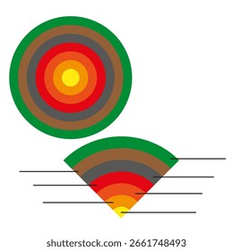 Concentric circles design. Geometric line pattern. Abstract shape Vector. Color band illustration. EPS 10.