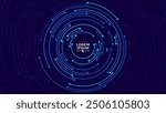 Concentric Circles Digital Tech Circuit Pattern. Technology Background of Circular Lines and Dot Connections. Abstract Circle Big Data Transmission Internet Network. Vector Illustration.