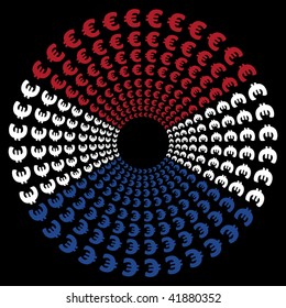 Concentric circles of euro symbols with Dutch flag illustration