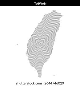 Concentric circles form the outline of Taiwan showcasing geography.
