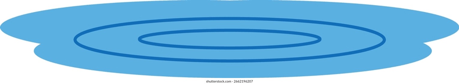Círculos concêntricos formam ondulações em um estilo de desenho animado estilizado. As ovais em camadas criam um efeito de ondulação em um design plano. Ilustração de vetor de desenhos animados.